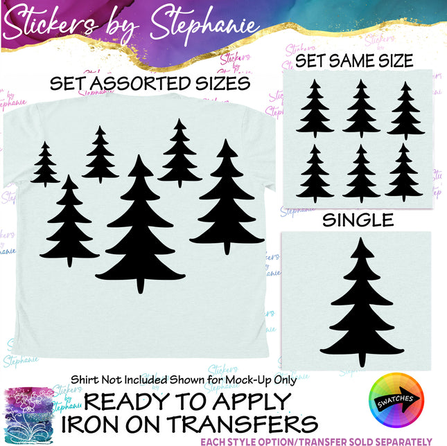 (s01-149) Pine Tree Silhouette Iron-On Transfer
