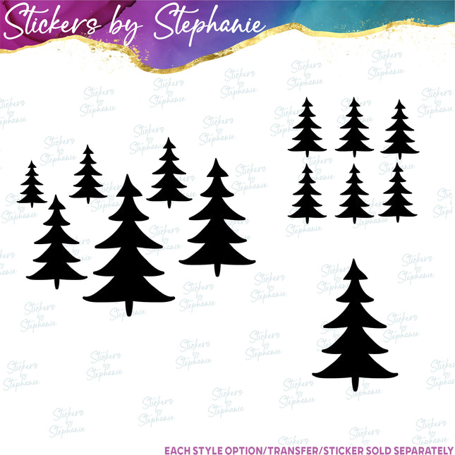 (s01-149) Pine Tree Silhouette Iron-On Transfer