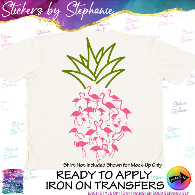 (s01-150) Pineapple Flamingos Iron-On Transfer