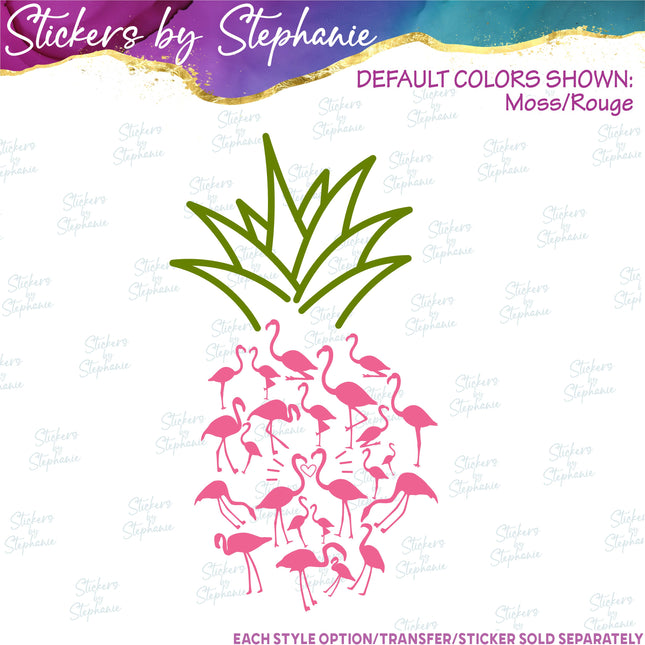 (s01-150) Pineapple Flamingos Iron-On Transfer
