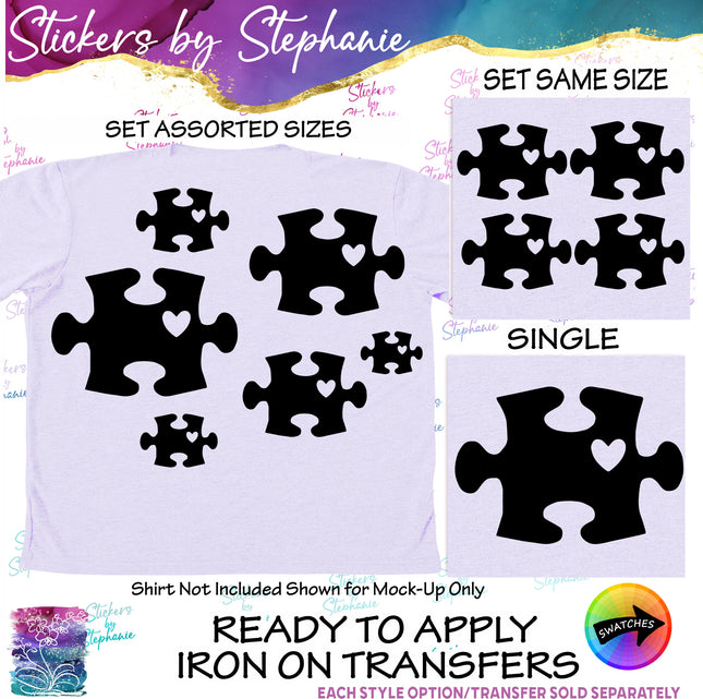 (s01-153) Puzzle Piece Heart Iron-On Transfer
