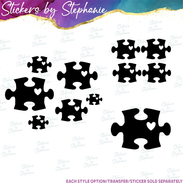(s01-153) Puzzle Piece Heart Iron-On Transfer