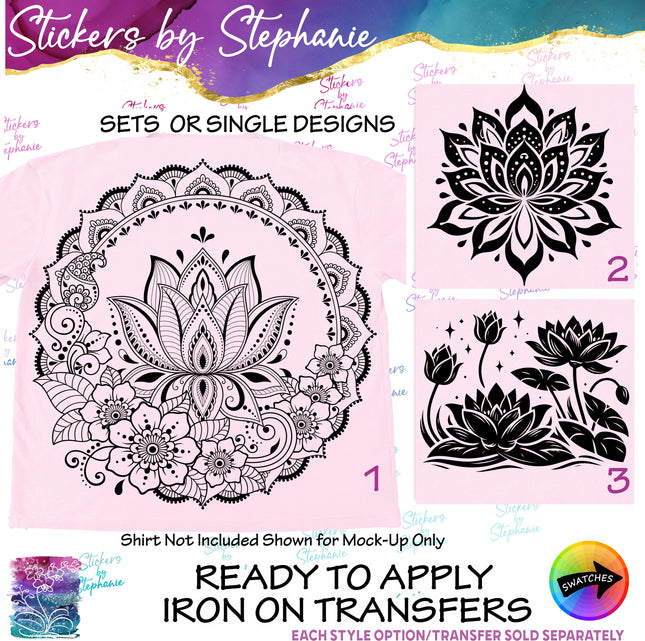 (s01-016) Lotus Flower Mandala Iron-On Transfer