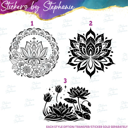 (s01-016) Lotus Flower Mandala Iron-On Transfer or Sticker