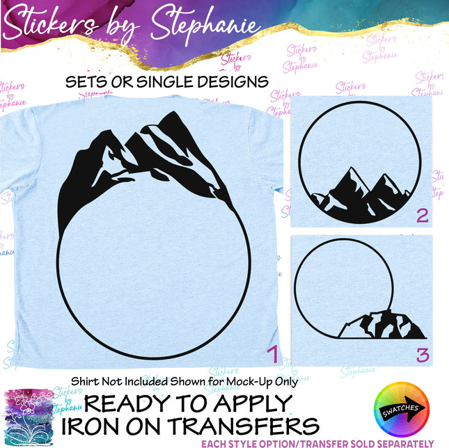 (s01-161) Mountains Monogram Frame Iron-On Transfer