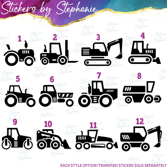 (s01-166) Tracor, Construction Vehicles  Iron-On Transfer