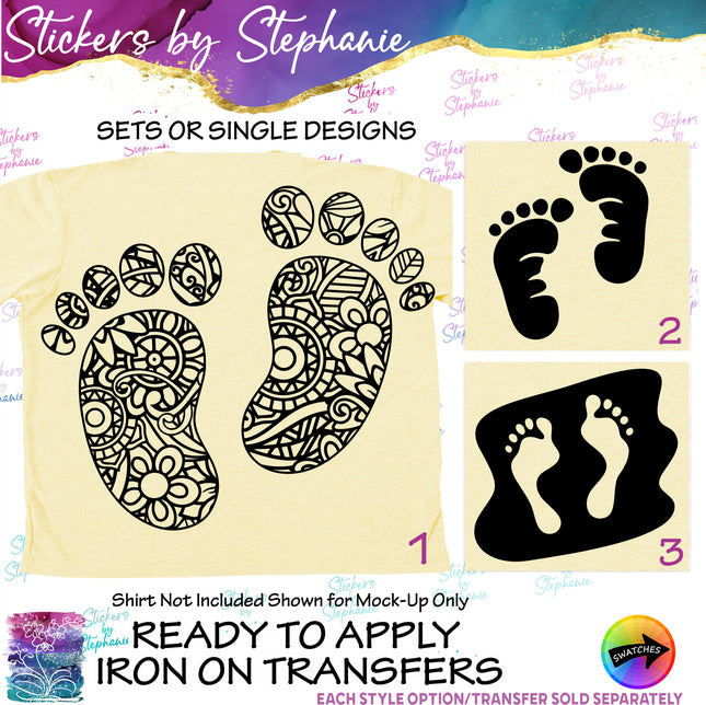 (s01-167) Baby Footprints, Sand Iron-On Transfer