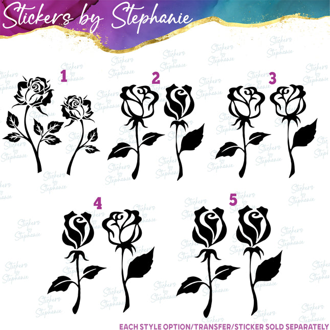(s01-017) Long Stem Roses Iron-On Transfer