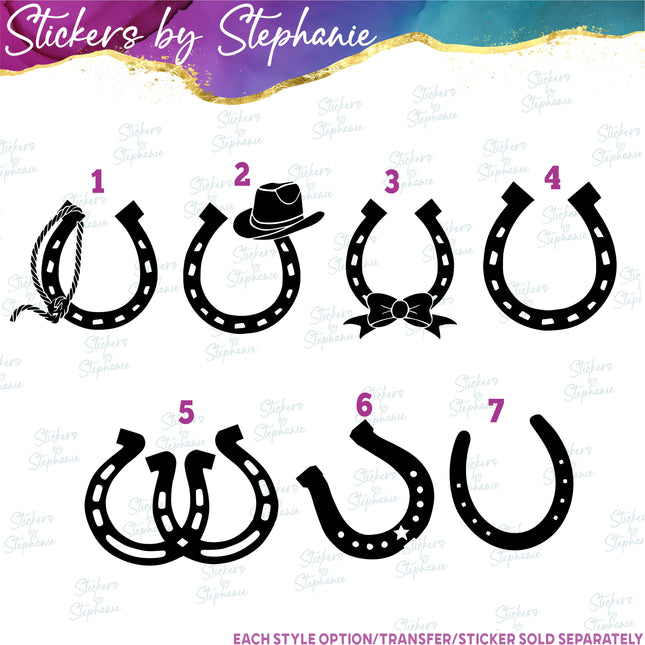 (s01-171) Horseshoe, Rope, Cowboy Hat Monogram Frame Iron-On Transfer