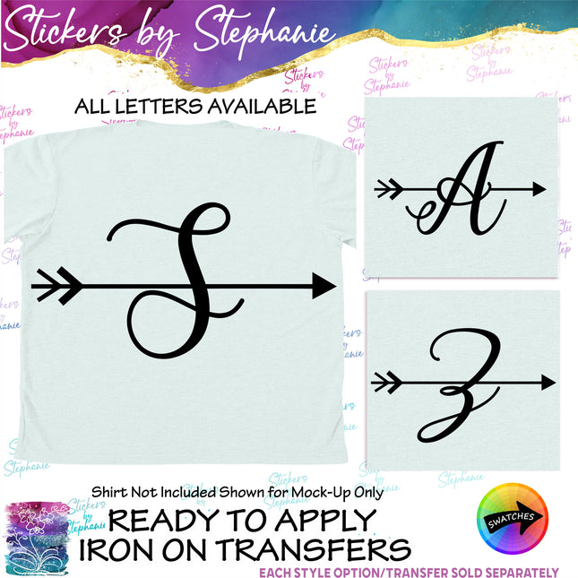 (s01-179) Arrow Monogram Letter Iron-On Transfer
