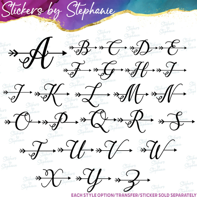 (s01-179) Arrow Monogram Letter Iron-On Transfer