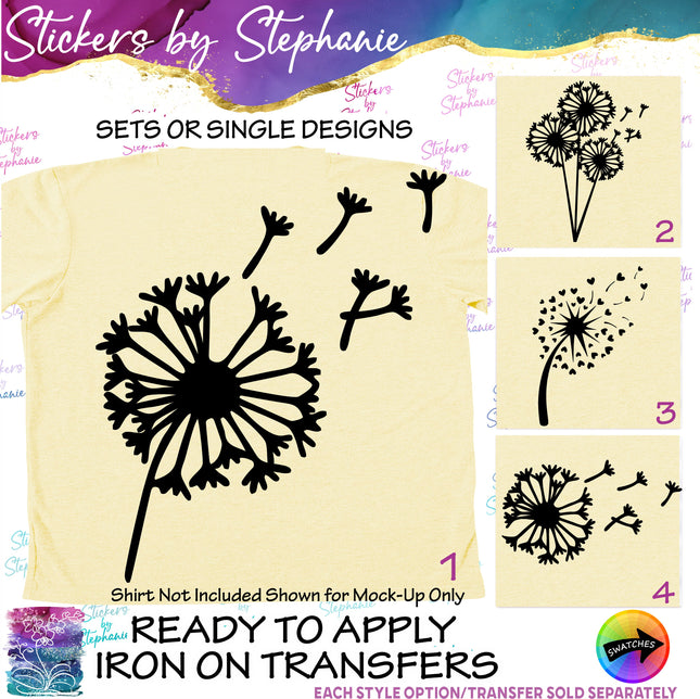 (s01-018) Dandelion Flower Iron-On Transfer