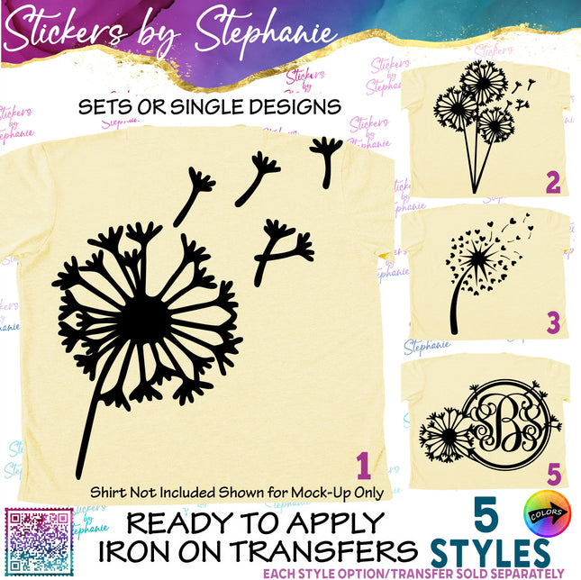 (s01-018) Dandelion Flower Iron-On Transfer