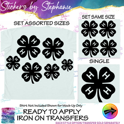 (s01-182) 4-H Clover Iron-On Transfer