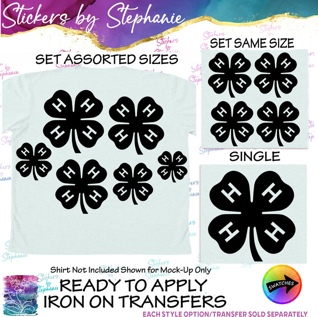 (s01-182) 4-H Clover Iron-On Transfer