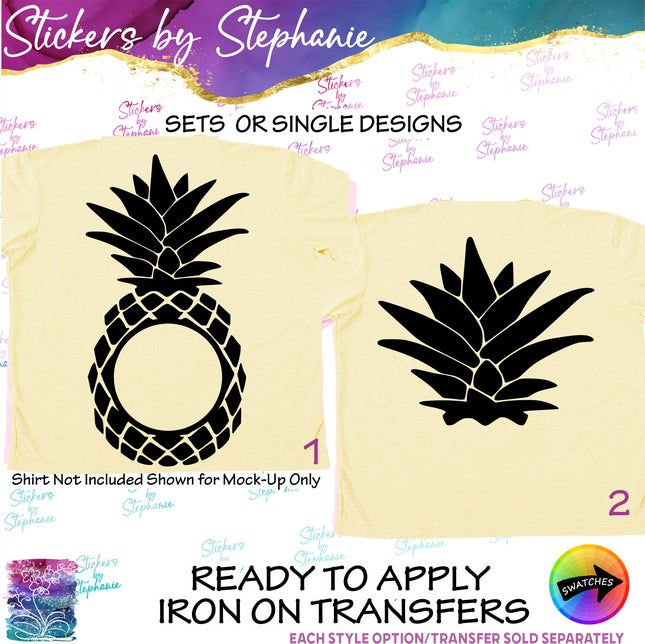 (s01-184) Pineapple Monogram Frame, Topper Iron-On Transfer