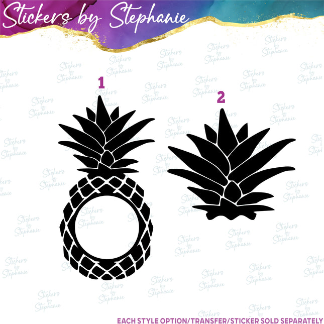 (s01-184) Pineapple Monogram Frame, Topper Iron-On Transfer