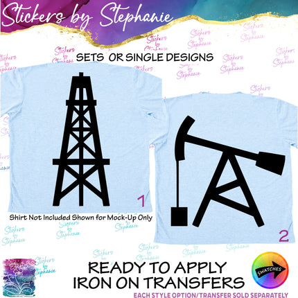 (s01-191) Oil Rig, Derrick Iron-On Transfer