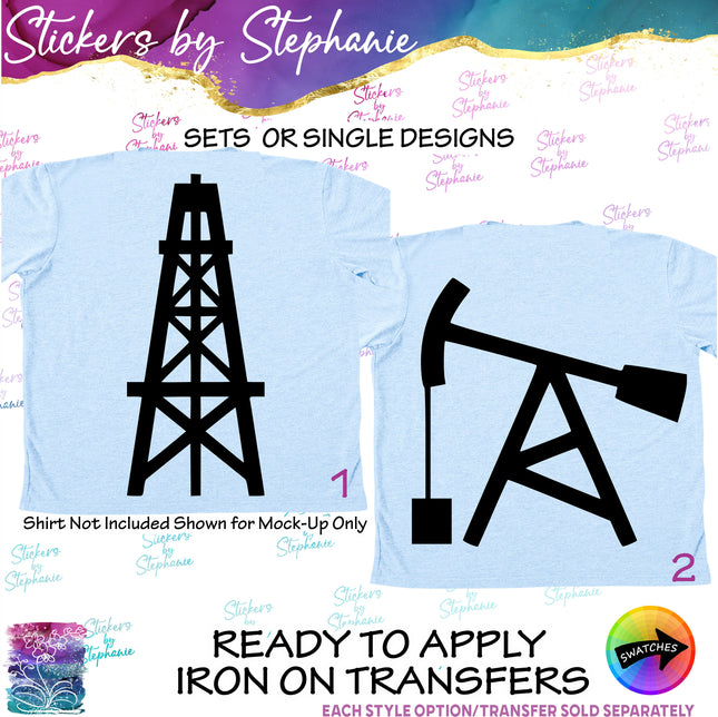 (s01-191) Oil Rig, Derrick Iron-On Transfer