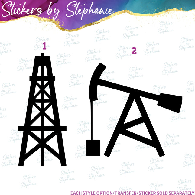 (s01-191) Oil Rig, Derrick Iron-On Transfer