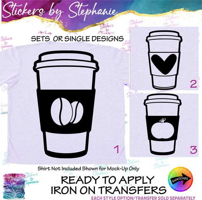 (s01-194) Coffee Cup, Latte, Pumkin Spice Iron-On Transfer