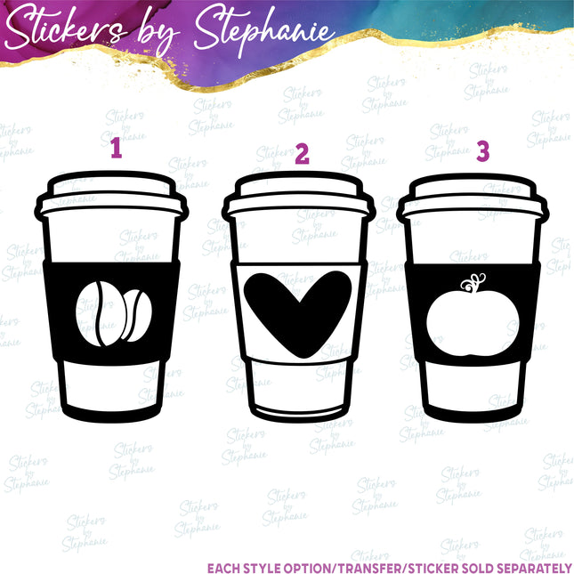 (s01-194) Coffee Cup, Latte, Pumkin Spice Iron-On Transfer