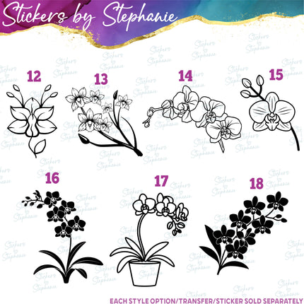 (s01-001) Orchid Flower Iron-On Transfer