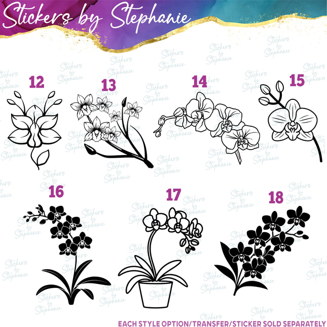 (s01-001) Orchid Flower Iron-On Transfer or Sticker