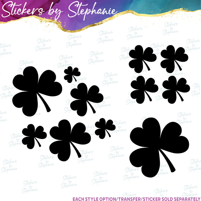 (s01-209) 3-Leaf Clover, Shamrock Iron-On Transfer