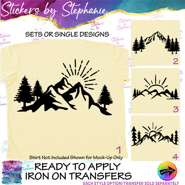 (s01-025) Mountains Sunrise Sunset Iron-On Transfer
