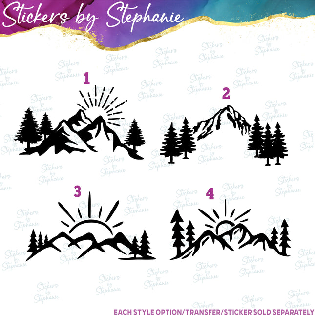 (s01-025) Mountains Sunrise Sunset Iron-On Transfer