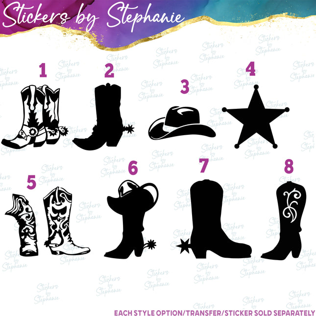 (s01-029) Cowboy Boots, Hat Iron-On Transfer