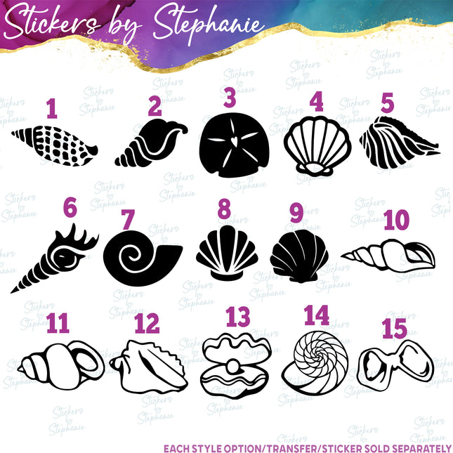 (s01-031) Seashell San dollar Nautilus Iron-On Transfer