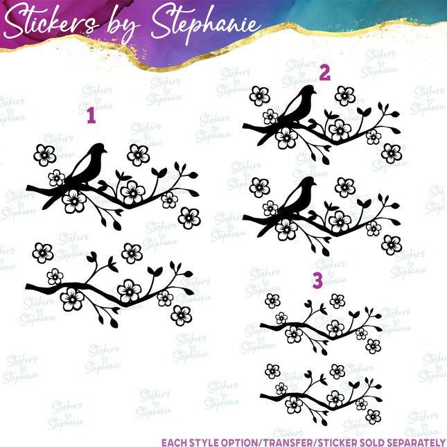 (s01-032) Cherry Blossom Tree Branch Iron-On Transfer