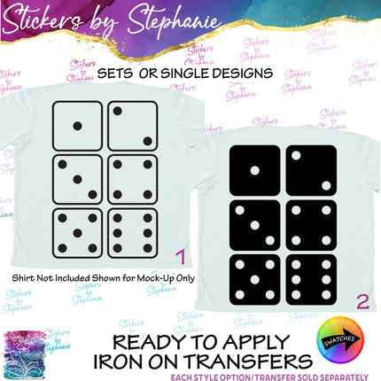 (s01-033) Dice Set Iron-On Transfer or Sticker