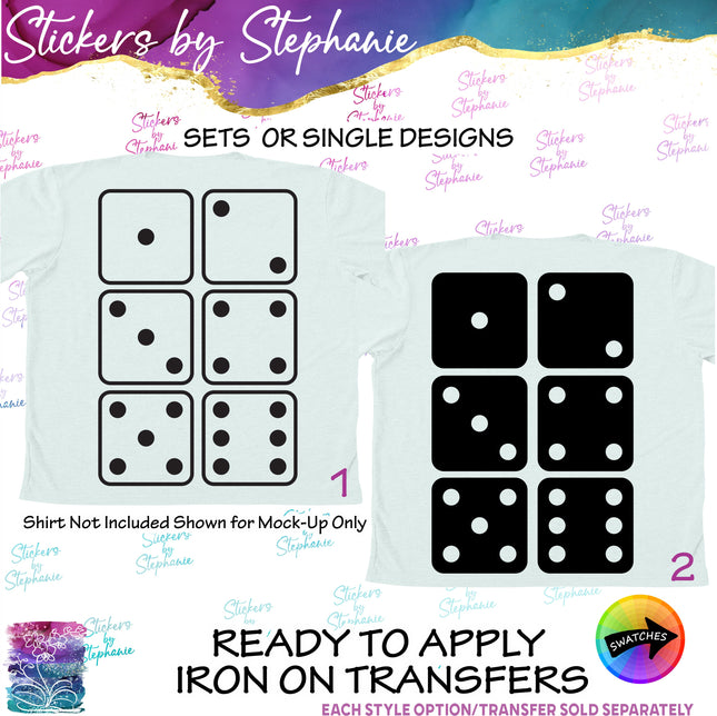 (s01-033) Dice Set Iron-On Transfer