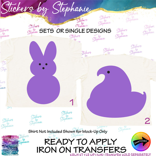 (s01-034) Candy Peep Bunny Chick Iron-On Transfer