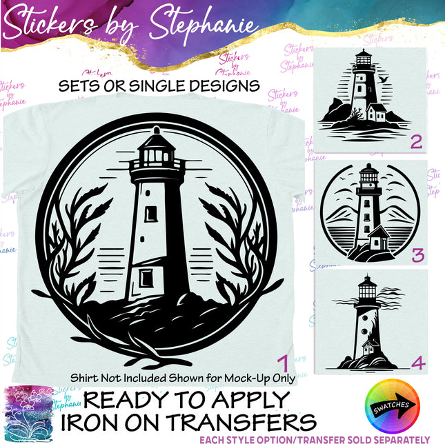 (s01-038) Lighthouse Landscape Iron-On Transfer