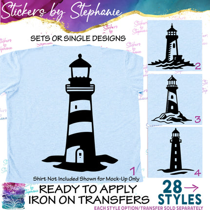 (s01-039) Lighthouse Silhouette Iron-On Transfer