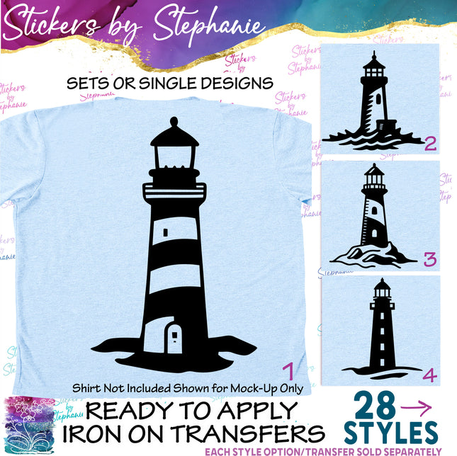 (s01-039) Lighthouse Silhouette Iron-On Transfer
