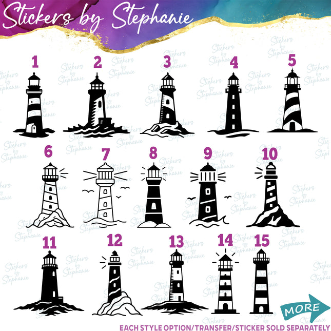 (s01-039) Lighthouse Silhouette Iron-On Transfer
