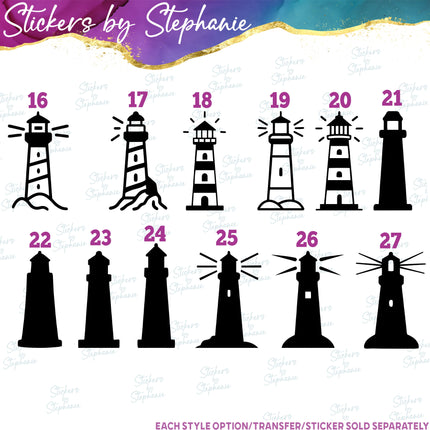 (s01-039) Lighthouse Silhouette Iron-On Transfer