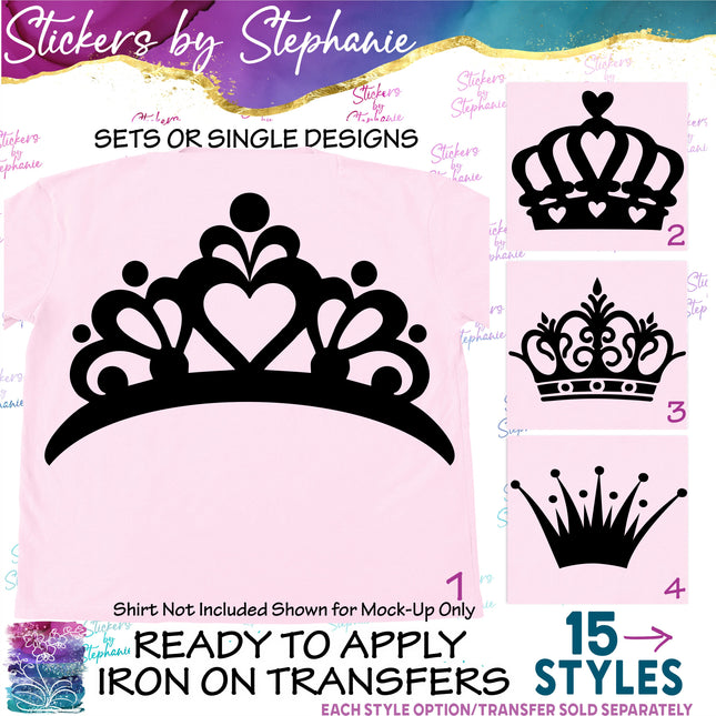 (s01-049) Crown, Tiara Iron-On Transfer