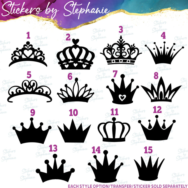 (s01-049) Crown, Tiara Iron-On Transfer