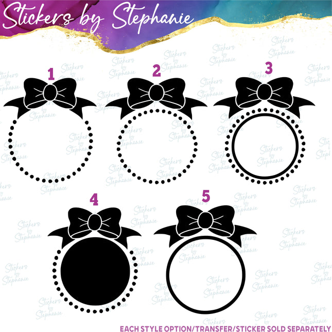 (s01-005) Bow, Pearls Mongogram Frame Iron-On Transfer