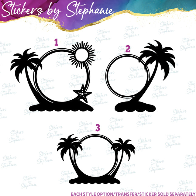 (s01-057) Palm Tree Monogram Frame Iron-On Transfer