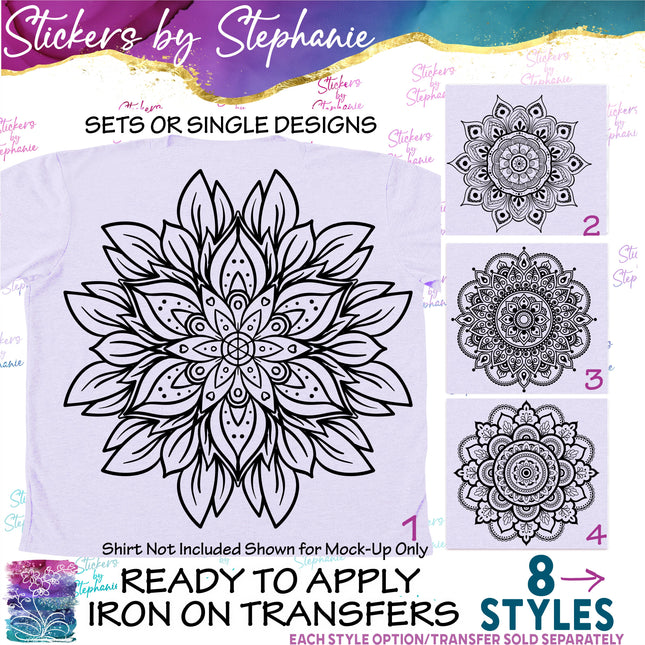 (s01-059) Mandala Flower Iron-On Transfer