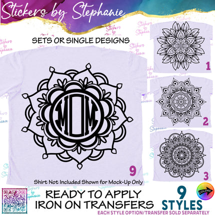 (s01-059) Mandala Flower Iron-On Transfer or Sticker
