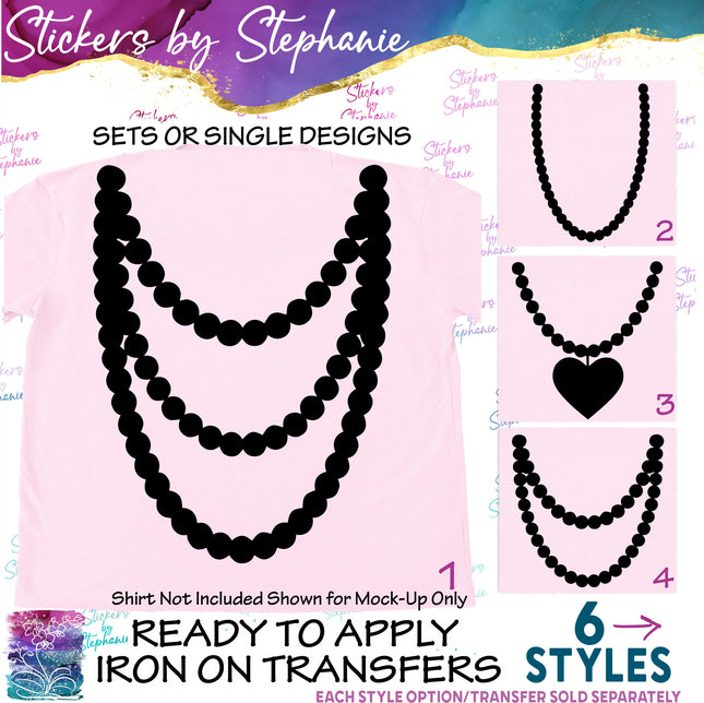 (s01-006) Pearl Necklace Iron-On Transfer