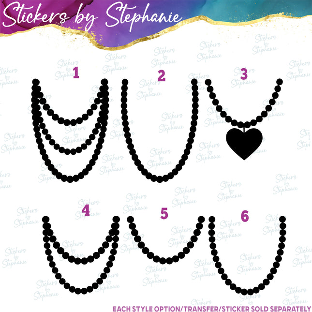 (s01-006) Pearl Necklace Iron-On Transfer
